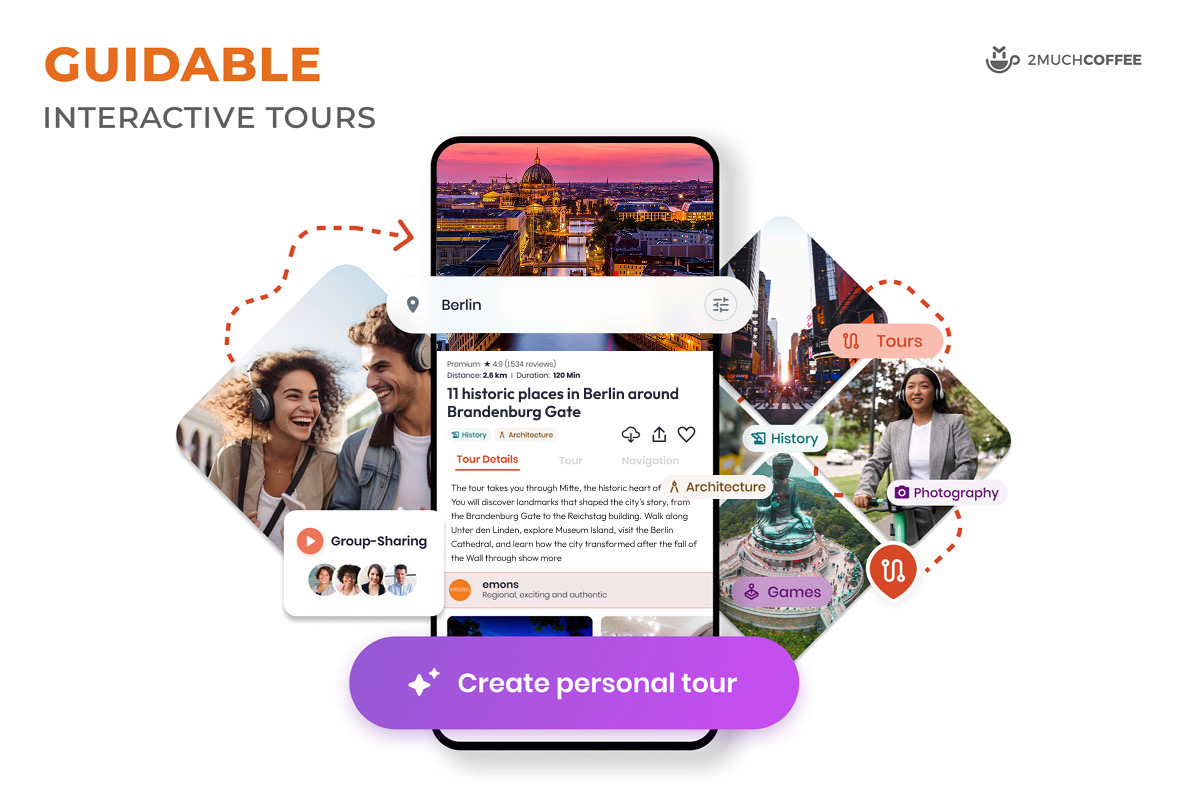 The Guidable app: interactive, themed audio tours with group sharing and one-tap personal tour creation