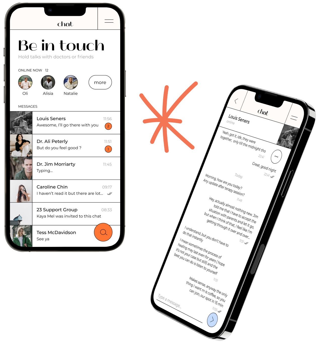 Telehealth app screen: peer communities and support channels
