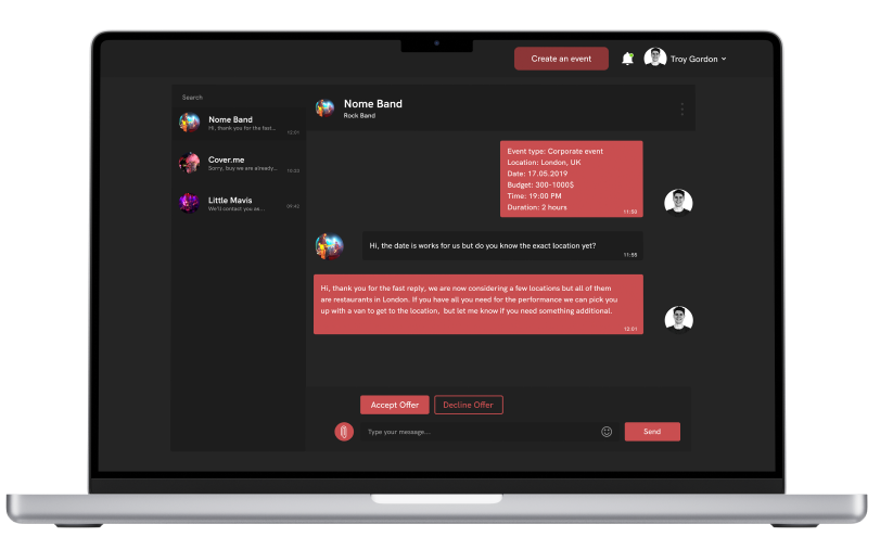 Booking and cooperating with a musician