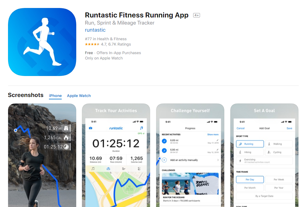 Runtastic running clearance app