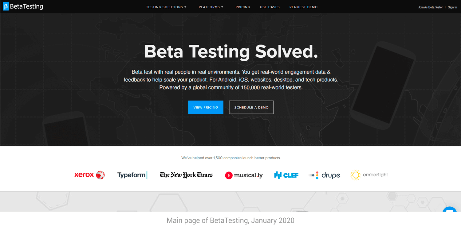 Mobile website beta testing laboratories